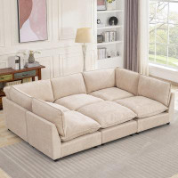 Latitude Run® 6-Seater Composable Modular Sofa With One Footrest