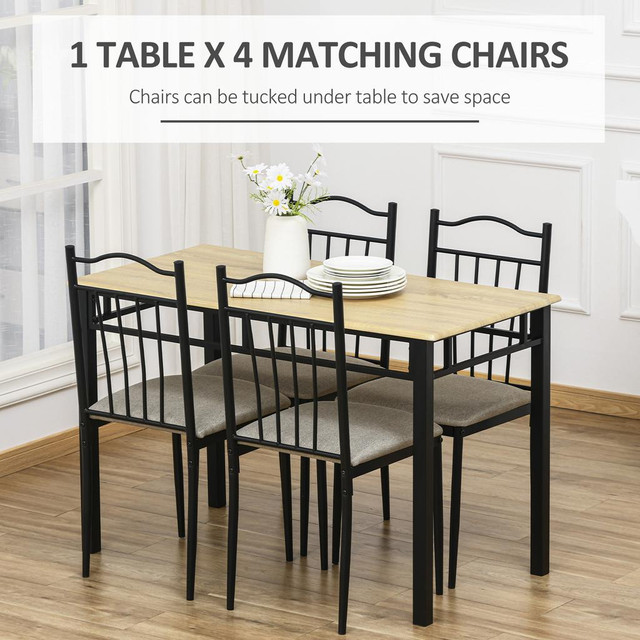 Dining table and chair set(1 table, 4 chairs) 47.25"  x 23.5"  x 30" Natural wood color in Kitchen & Dining Wares - Image 4