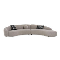 VIG Furniture Allis - Glam Grey And Black Fabric Curved Sectional Sofa