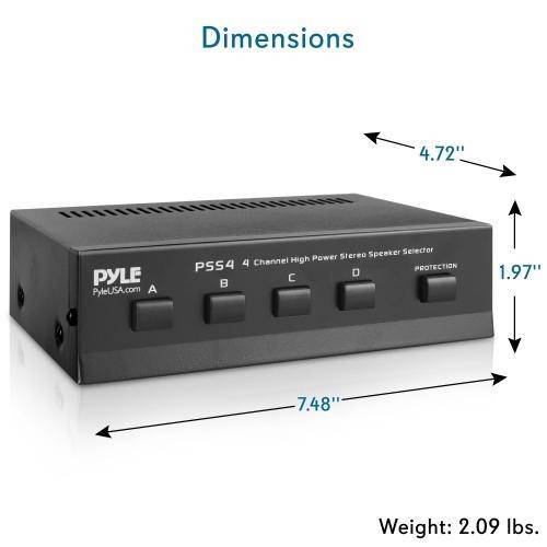 Pyle 4-channel High Power Stereo Speaker Selector - Black in Speakers - Image 3
