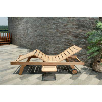 Millwood Pines Nordic Teak - Chaddy Natural Teak Outdoor Sun Lounger With Adjustable Seat And Side Table 77.95"