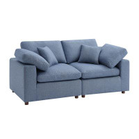 Latitude Run® 2 Seater Linen Upholstered Sofa With Square Armrests