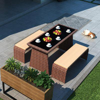 Hokku Designs 4-Person Black Rectangular Outdoor Dining Set