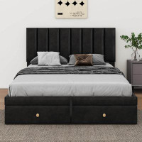 Latitude Run® Full Size Upholstered Bed With Hydraulic Storage System And Drawer