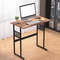 17 Stories Small Computer Sturdy Laptop Industrial Desk Office Work, Modern Simple Study Table With Headphone Hook, Adju