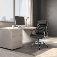 Inbox Zero Inbox Zero Big And Tall Office Chair - 500LBS High Back Executive Desk Chair Adjustable PU Leather Computer C
