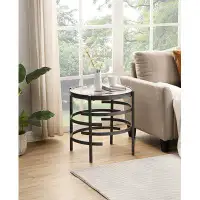 Ivy Bronx Modern Round Coffee End Table With Sintered Stone Top And Metal Leg