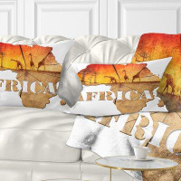 The Twillery Co. Corwin Abstract Africa Map Wooden Illustration Lumbar Pillow