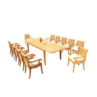 Rosecliff Heights Masson Rectangular 12 - Person 82" Long Teak Dining Set