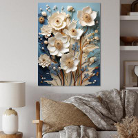 Winston Porter Beige And Blue Flower Garden Zen II - Plants Canvas Art Print