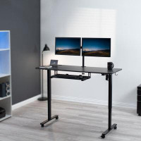 Vivo VIVO Electric 60" X 24" Mobile Sit Stand Desk With Hooks And Keyboard Tray