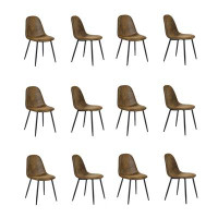 17 Stories Suede Upholstered Dining Chair Armless Side Chair For Dining Room, Living Room, Bedroom, Set Of 12, Brown