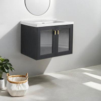 Ebern Designs 28" Wall-Mounted Bathroom Vanity With Ceramic Sink, Perfect for Small Bathrooms