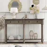 House On Tree Console Table Sofa Table Easy Assembly with Two Storage Drawers and Bottom Shelf