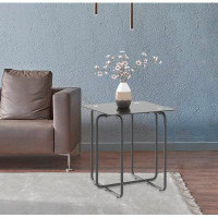 Ivy Bronx Fredric Modern Tempered Glass Coffee Table - End Table/Side Table With Black Metal Base