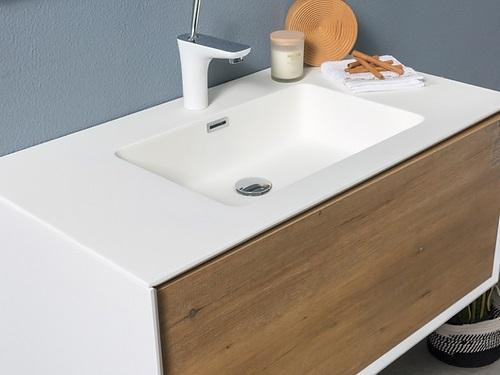 30 & 36 Inch Assembled Floating Oak Vanity w Cultured Stone White Sink w Single Hole and Soft-closing Hardware  TBP in Cabinets & Countertops in Alberta - Image 3
