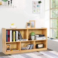 Latitude Run® Wood Storage Cube Bookcase, 2 Tier 5 Cube Open Shelf Storage Cabinet, Multipurpose Bookshelf, Display Cabi