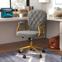 Office Chair 23.6"W x 23.6"D x 40.6"H Gold and Grey