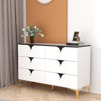 Mercer41 Wooden Storage Dresser With 6 Drawers, Bedroom Storage Cabinet, Minimalist Sideboards