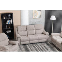 Latitude Run® Jozeph Transitional Pillow-Top Arm Manual Reclining Upholstered Sofa With Dropdown Table