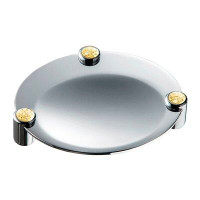 Mercer41 Zenor Chrome Table Soap Dish. Golden Swarovski Crystals Inlaid