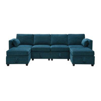Latitude Run® Modular Sectional Sofa 6 Seat Reversible Sofa Bed with Storage Seats