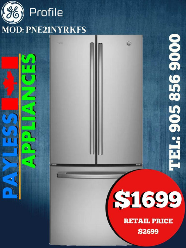 GE PNE21NYRKFS 30  French Door Refrigerator with Water Dispenser 21 Cu. Ft. Capacity  Stainless Steel in Refrigerators in Oakville / Halton Region