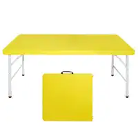 Ebern Designs 4 ft. Orange Portable Folding Table Indoor and Outdoor Maximum Weight 135KG Foldable Table