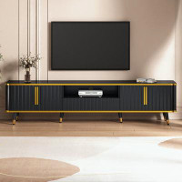 Mercer41 Luxury TV Stand with Open Storage Shelf, Cabinets and Drawers