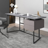 Ebern Designs 47.24" Grey Rectangular Slate and Manufactured Wood desks