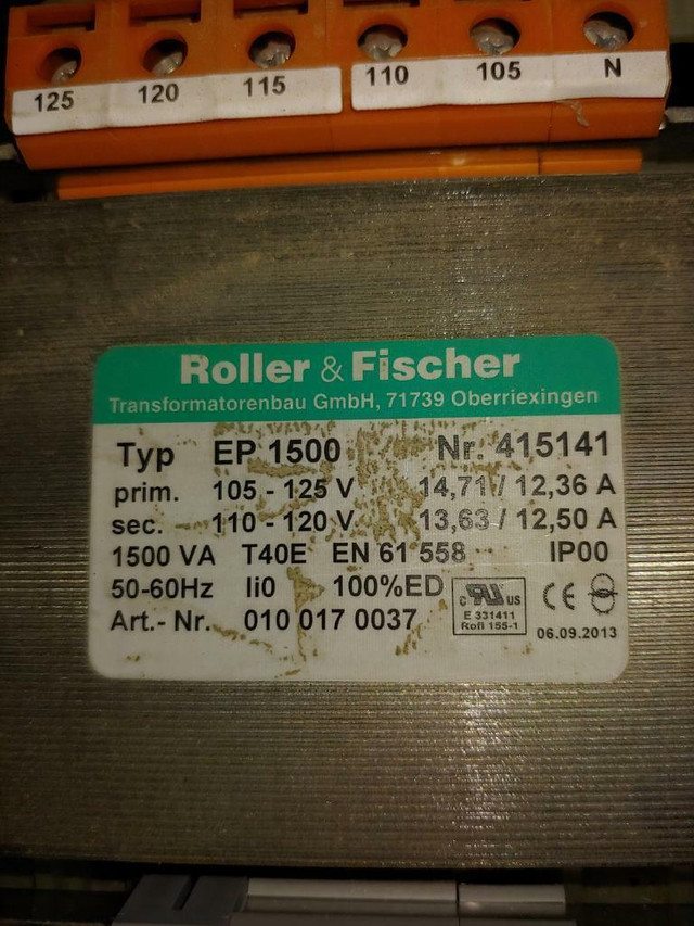 Roller & Fischer Transformer 1500 VA 105-125V to 110/120 V in Other Business & Industrial - Image 2