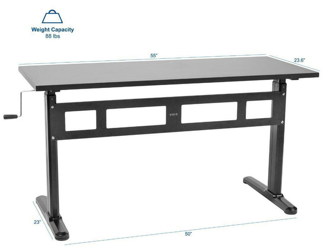 NEW ADJUSTABLE MANUAL CRANK STAND UP DESK WORKSTATION DESK TABLE AD201 in Other in Alberta - Image 2
