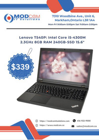 Lenovo ThinkPad T540P 15.6-Inch Laptop OFF Lease FOR SALE!!! Intel Core i5-4300M 2.3GHz 8GB RAM 240GB-SSD