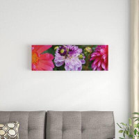 East Urban Home 'Close-Up of Dahlia Flowers Blooming on Plant III' Photographic Print on Canvas