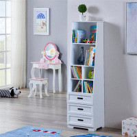 Harriet Bee Kids Funnel White Bookcase Book Shelf Storage Unit With Book Display/Organizer Drawers - Classic White Colou