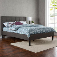Latitude Run® Queen Size Modern Classic Dark Grey Upholstered Platform Bed With Headboard