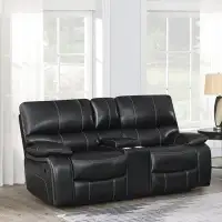 Wildon Home® Willemse Motion Loveseat with Console Black