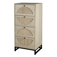 Ivy Bronx Set Of 2,Natural Rattan,Cabinet With 4 Drawers