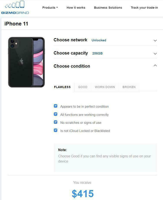 Sell Your iPhone 11 with a Rapid GizmoGrind Cash Trade-in in Cell Phones