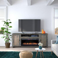 Loon Peak Lyla 84" No Assembly Required TV Stand with Electric Fireplace, Fits TVs up to 100"