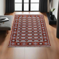 Bungalow Rose Multicolor Silk and Wool Handmade Oriental Area Rug, Hand Knotted, Rectangle Shape