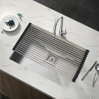 ZHILAI TENGSHUN TRADING INC Over The Sink Roll Up Dish Drying Rack  | Multipurpose Use | Foldable For Storage | Stainles