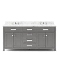 Andover Mills Madison 72" Carrara White Marble Countertop Bath Vanity with Facuet
