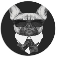 Design Art 'French Bulldog Fashion Portrait' Graphic Art Print on Metal