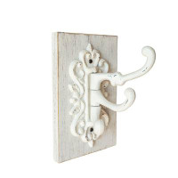 Ophelia & Co. August Grove® 3 Hook Wall Hanger White Wood & Cast Iron