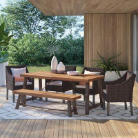 Beachcrest Home Trafford Outdoor 6 Piece Dining Set with Cushions