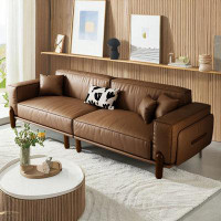 ABPEXI 108.66" Coffee Genuine Leather Modular Sofa cushion couch