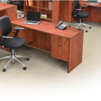 Latitude Run® Legacy Bow Front Office Desk with Double Pedestal Drawer Unit