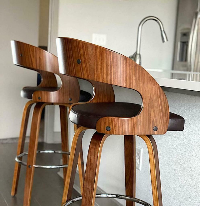 Mid Century Modern Wood Kitchen Counter Barstool Dinning Room Bar Chair dans Chaises, Fauteuils inclinables