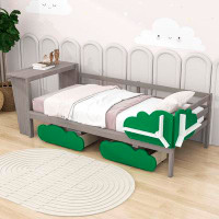 Zoomie Kids Backacre Twin Size Wood Daybed with Desk, Drawers and Shelves